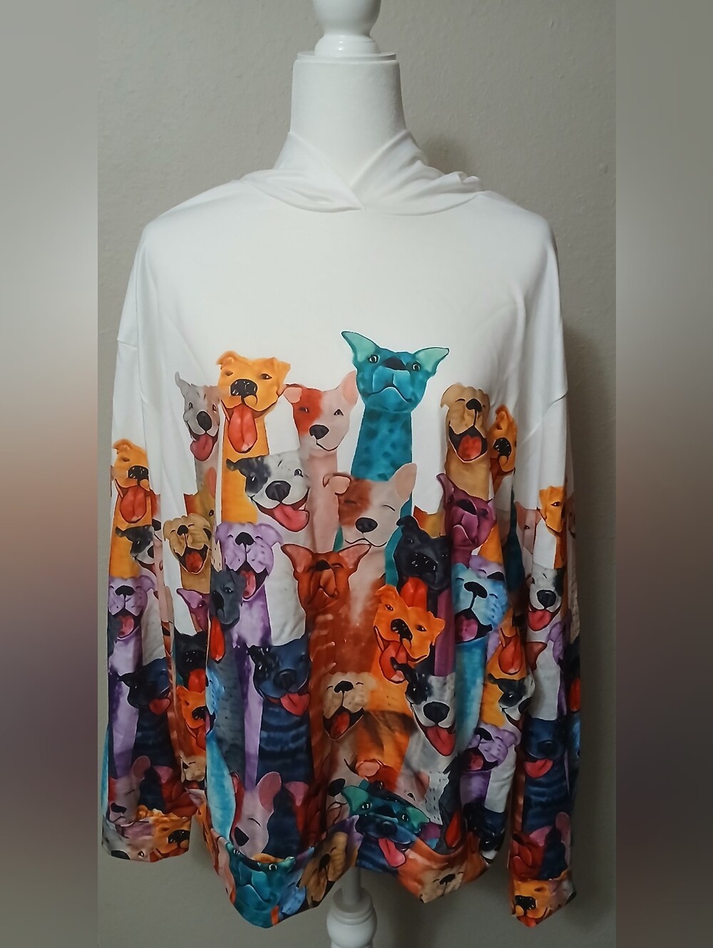 Colorful Dogs Hoodie for Pets Lovers - White Multicolor